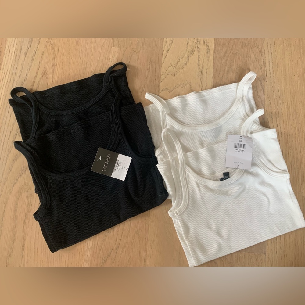 TOPSHOP Essentials Tank Tops (4-pc set 2 Black/2White)